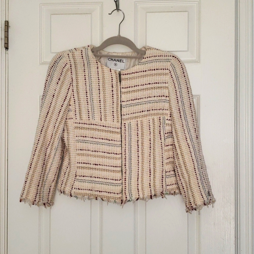 CHANEL TWEED JACKET BLAZER Authentic Size 38